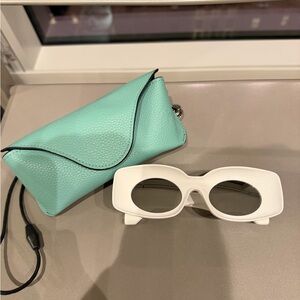 Loewe White Rectangular Sunglasses with Mint Case